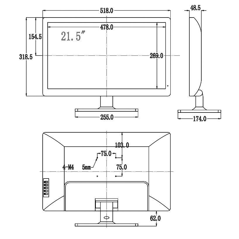 AV-M22PF - монитор для видеонаблюдения 21.5" TFT-LED 7000296 фото 6
