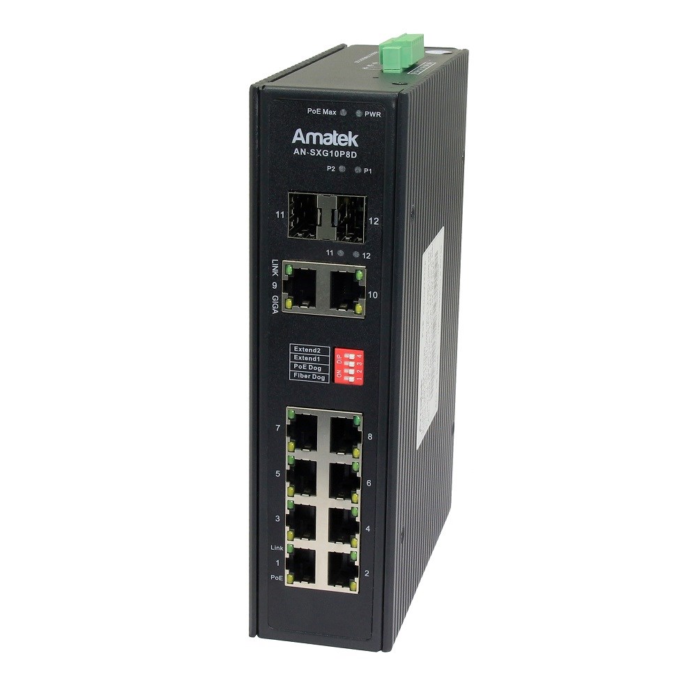 AN-SXG10P8D - промышленный 12-портовый гигабитный коммутатор с HiPoE до 300Вт 7000918 фото