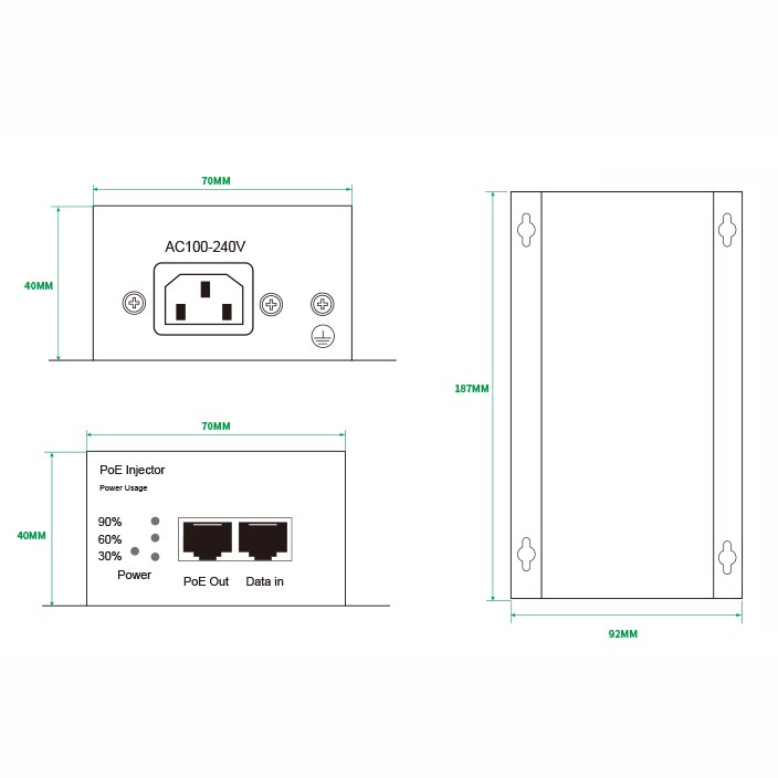 AN-PI90GM - инжектор PoE++ / HiPoE 90Вт, 1000 Мбит/с 7000701 фото 6